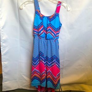 Paper Doll Girls’ Tribal Multi Color High Low Dress, Size 10